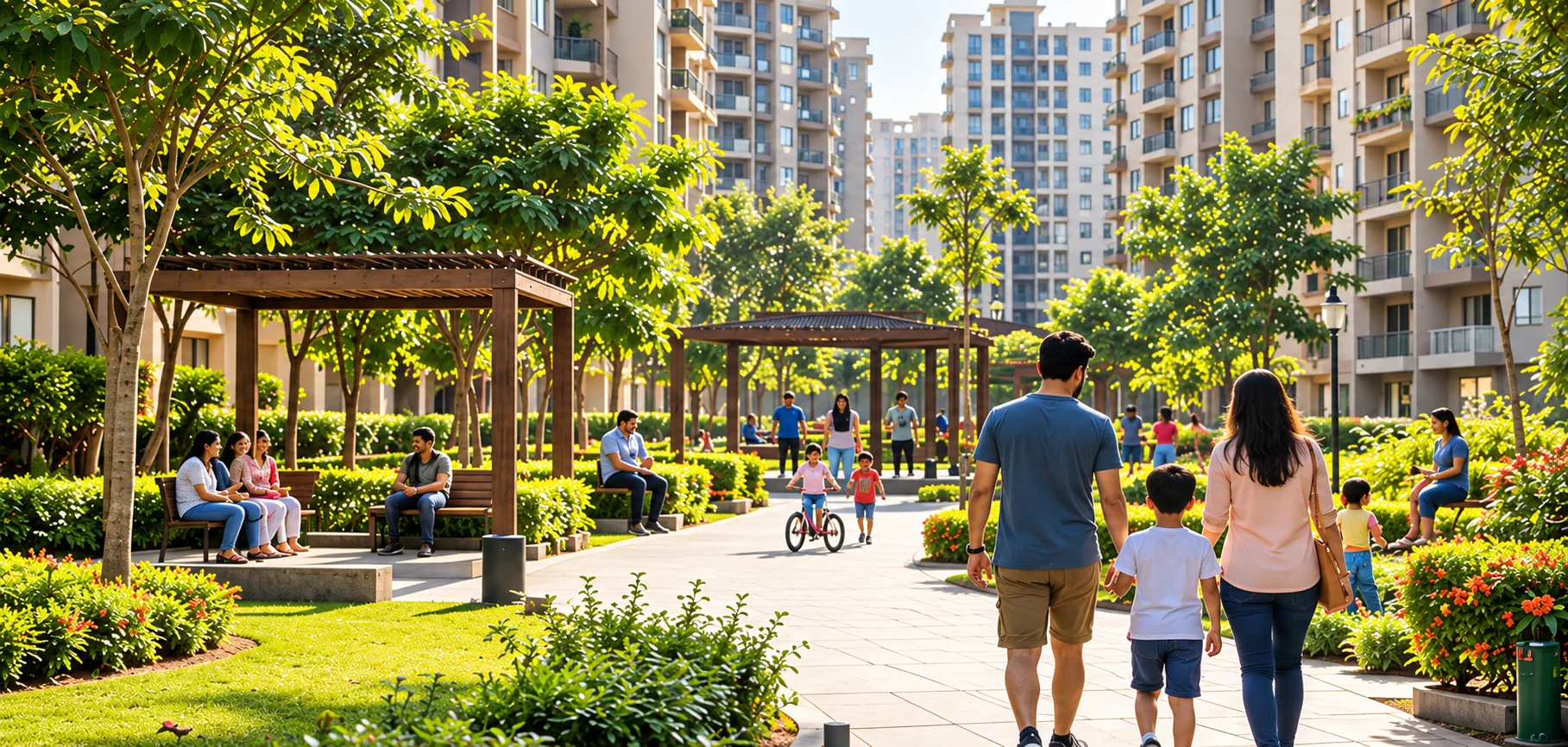 Landscaped Indian apartment community